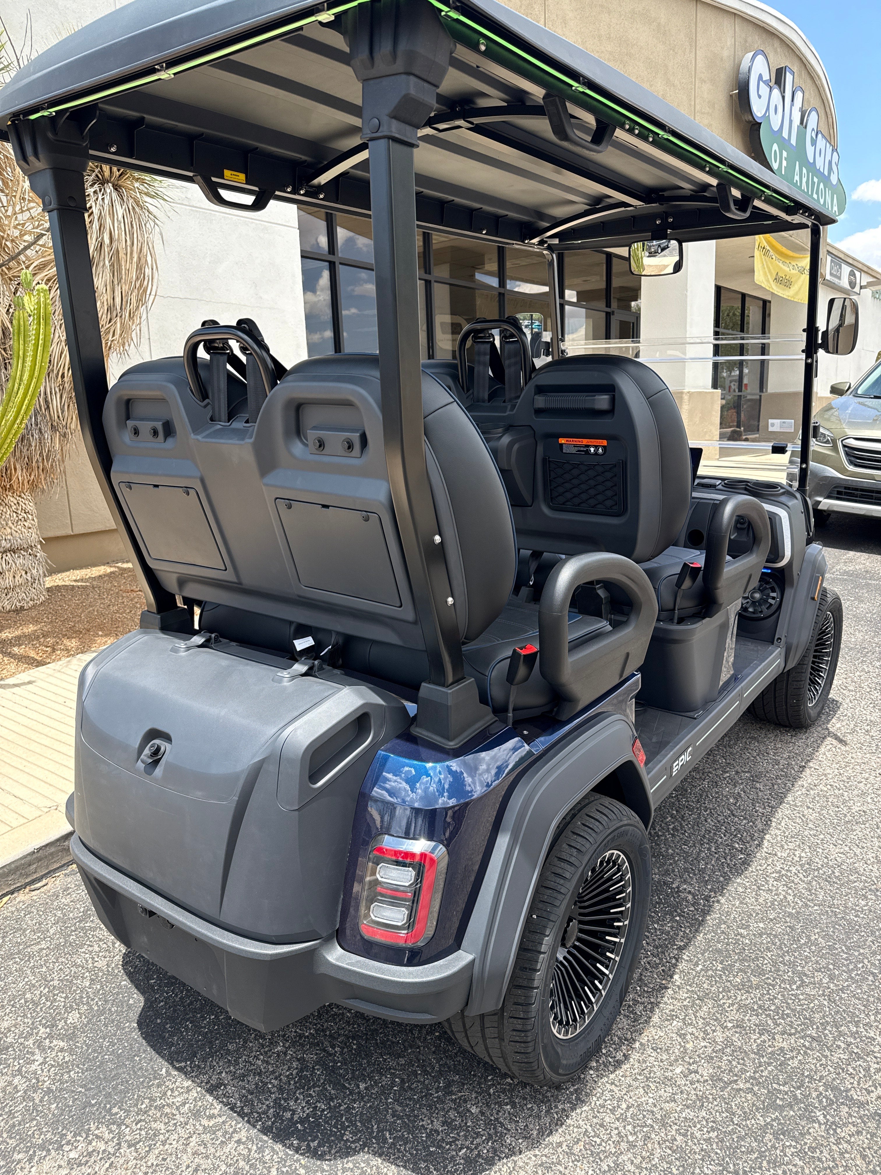 2026 EPIC E40FX Metallic Blue Forward Facing 4 Passenger Golf Cart